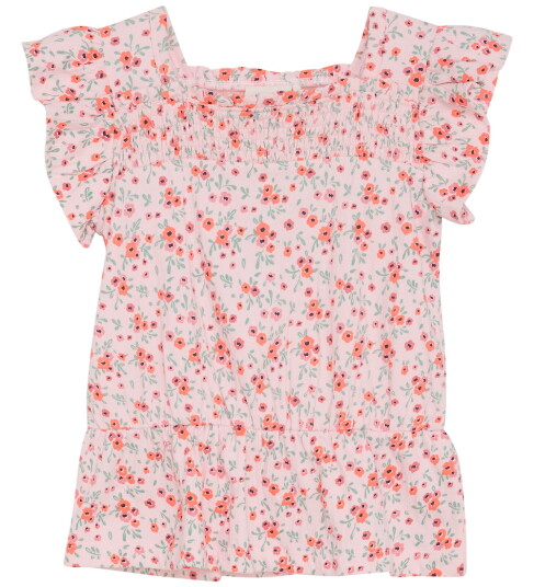 Minymo Topp Rosenkvarts m. Blomster Minymo 2 år 92 Singlet Rosa