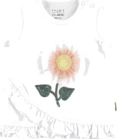 Hust and Claire T skjorte Adora Hvit m. Blomst Hust and Claire 74 T skjorte
