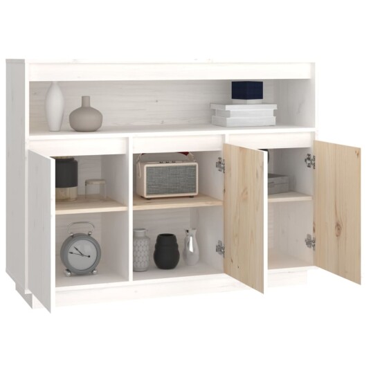 vidaXL Skjenk hvit 104,5x34x80 cm heltre furu