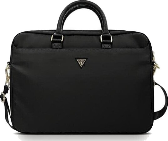 Guess 16" Nylon Laptopveske med Trekantlogo - Svart