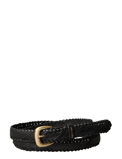 Calvin Klein Braided Logo Buckle 25Mm Black 90