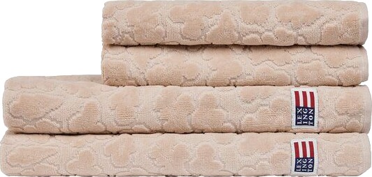 Lexington - Velour Jacquard bladmønstret håndkle 70x50 cm lys beige