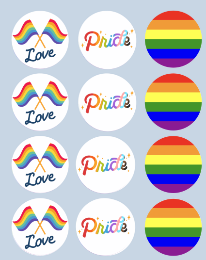 Kakebilde Love Pride Og Regnbuen Rund 5cm 