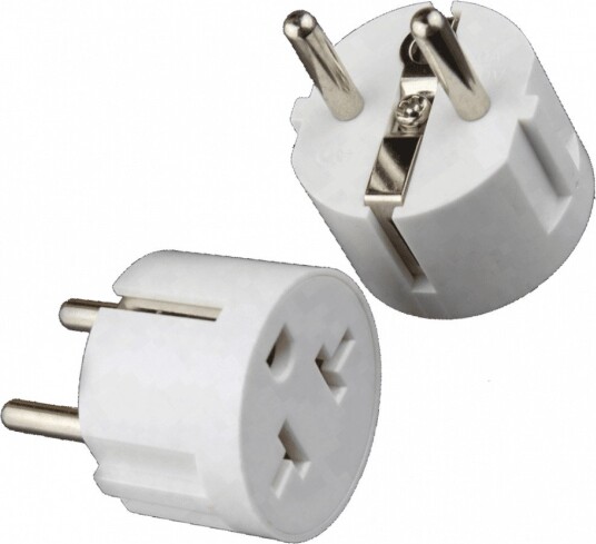 Europeisk adapter til US strømplugg hvit farge 24g jordet 20A