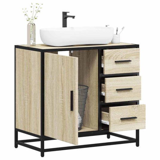 Vidaxl Servantskap sonoma eik 65x33x60 cm konstruert tre 849275 Vidaxl Servantskap sonoma eik 65x33x60 cm konstruert tre 849275