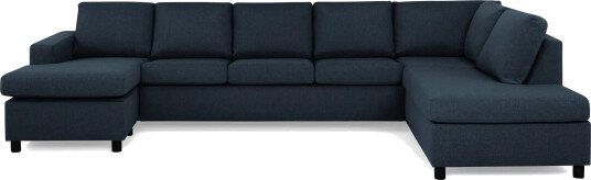 Crazy 5 seters Høyrevendt U formet X Large Sofa med Divan og Sjeselong i Stoff Blå