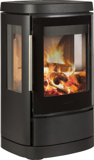 Hwam 4510m svart vedovn med sideglass og glassdør Hwam 4510m svart vedovn med sideglass og glassdør