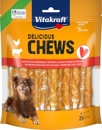 Vitakraft Delicious Chews Tyggeruller S Sparepakke 50 Stk Kylling 2 X 300 G