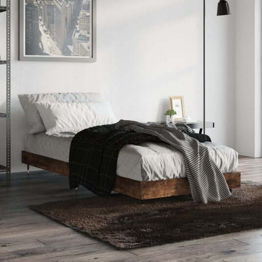 vidaXL Sengeramme røkt eik 75x190 cm konstruert tre