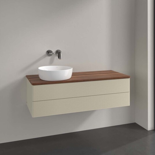 Villeroy & Boch Antao Servantskap med 2 skuffer 120x50x36 cm u/lys Grå Matt/Valnøtt Villeroy & Boch Antao Servantskap med 2 skuffer 120x50x36 cm u/lys Grå Matt/Valnøtt