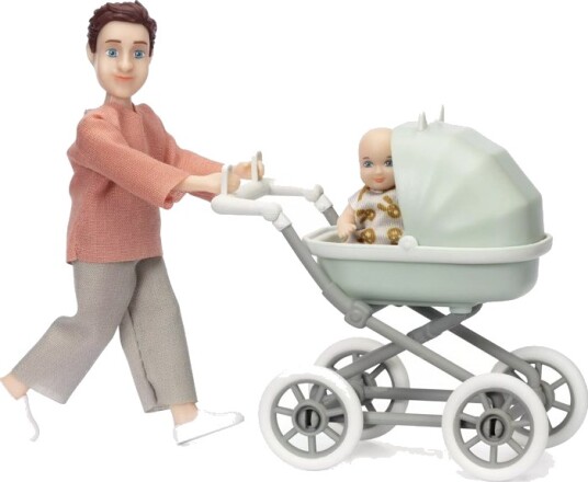 Dukke Lundby med baby og vogn Dukke Lundby med baby og vogn