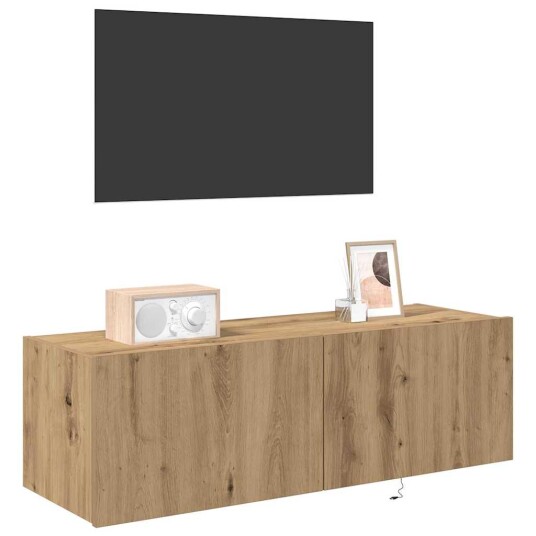TV Veggskap med LED lamper Artisan Eik 100x35x31 cm TV Veggskap med LED lamper Artisan Eik 100x35x31 cm