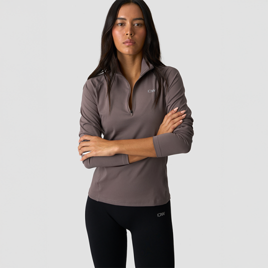 Icaniwill Everyday Langermet Stripet 1/4 Zip Brun Brun X small