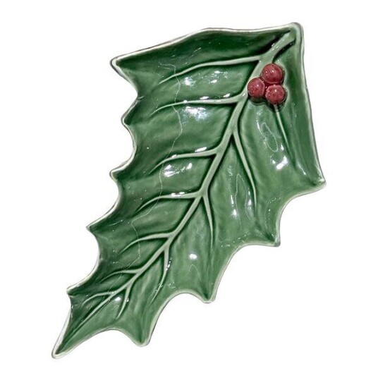 Bordallo Pinheiro   Holly fat 27,5 cm blad grønn