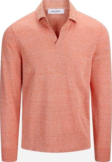 Gran Sasso Skipper collar polo sweater cotton linen 52 orange herre