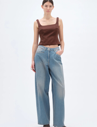 REMAIN Birger Christensen Fitted Top Brown 34