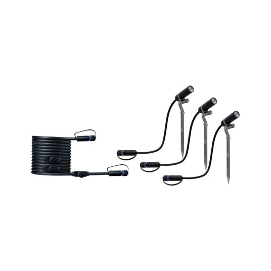 Plug & Shine Platini spot med spyd 2W 3000 Kelvin IP65 - 3 pakning - Antrasitt