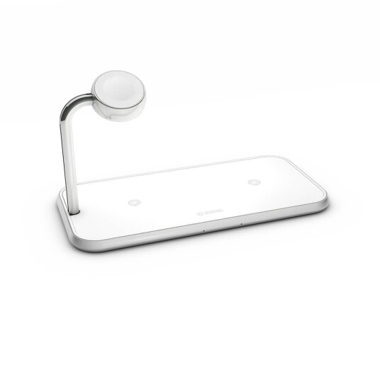 Zens Aluminium Dobbel Trådløs Ladepute med 20W Hurtiglading Hvit