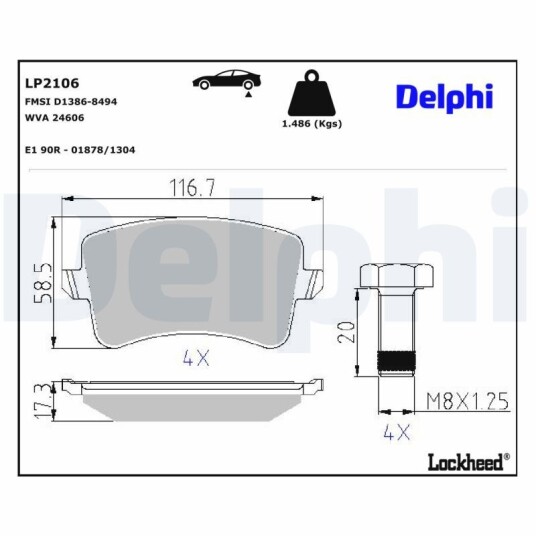 Bremseklosser DELPHI LP2106
