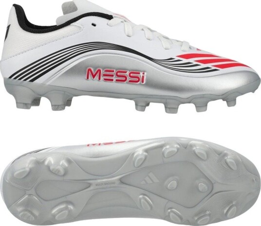 adidas F50 Messi League MG Prestig10   Fottøy Hvit/Lucid Red/Sølv Metallisk Barn   Multi Ground (MG) størrelse 38