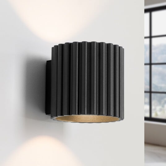 Vegglampe SOLLUX LIGHTING RIBLA dimmbar Svart Stue Aluminium 10 10 Svart