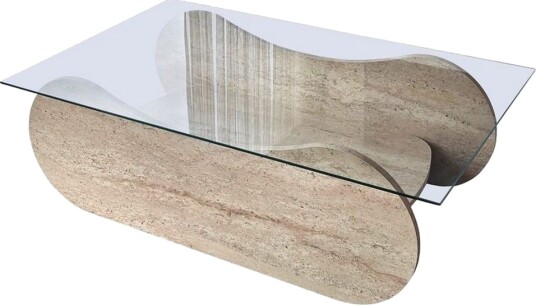 Sofabord Tevrin Travertin / Transparent - Travertin / Transparent