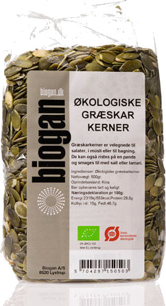 Biogan Økologiske Gresskarkjerner 500g Biogan Økologiske Gresskarkjerner 500g