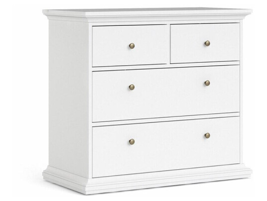 Venedig kommode med 2 små og 2 store skuffer, bredde 96cm, høyde 86 cm hvit.