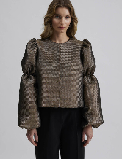 Malina Zoey Double Pouf Sleeve Blouse - Gold - XS x 53 Malina Zoey Double Pouf Sleeve Blouse - Gold - XS x 53