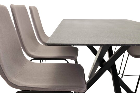 Venture Design Piazza & X spisegruppe Grå/mørkegrå 6 stoler & bord 180 x 90 cm