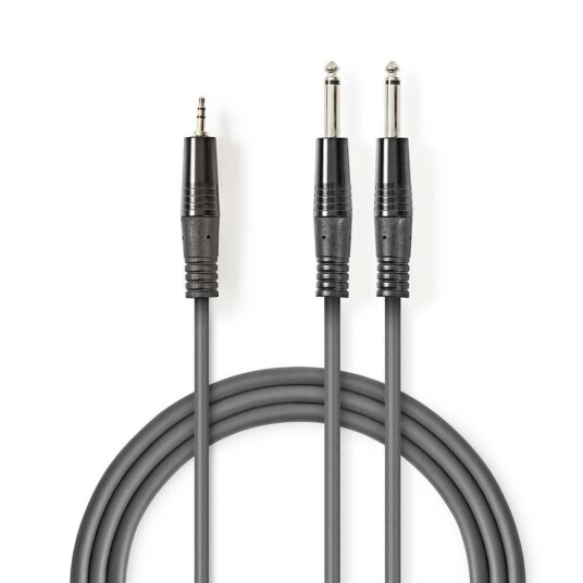Nedis Stereo lydkabel 1.5m 2x 6.35mm til 3.5mm Mørk Grå Nedis Stereo lydkabel 1.5m 2x 6.35mm til 3.5mm Mørk Grå