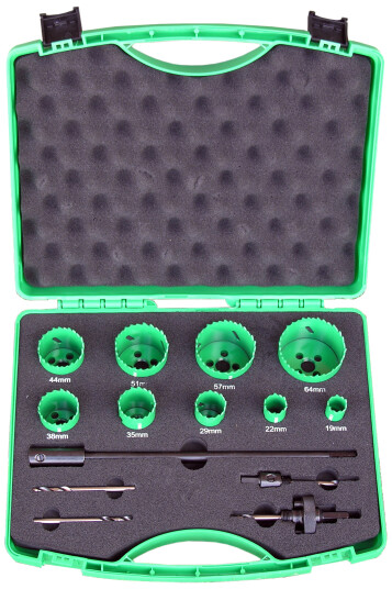 DJ TOOLS hullsagsett HSS-Co8, 9 stk 19-64 mm m/holdere