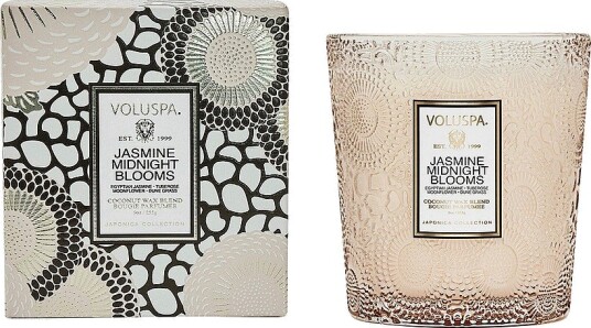 Voluspa Jasmine Midnight Blooms Classic Boxed Candle 60H Beige