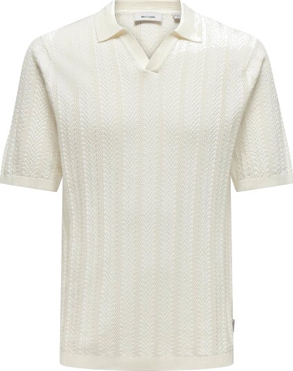 ONLY & SONS | Onslucas Reg 12 Ss Crochet Polo Knit | XXL