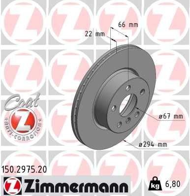 Bremseskive ZIMMERMANN 150.2975.20 Bremseskive ZIMMERMANN 150.2975.20
