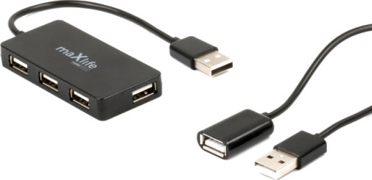 Maxlife USB 2.0 Hub 4 port svart OEM0002311