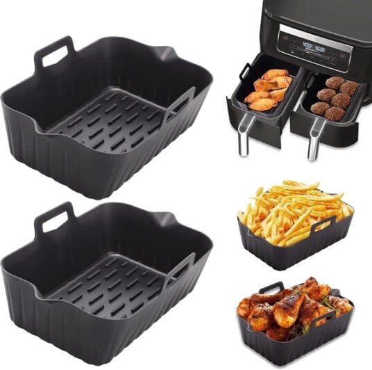 2 Silikonformer for Airfryer Airfryer tilbehør BPA fri Alternativ til bakepapir Airfryer former Airfryer innlegg Rektangulær ...