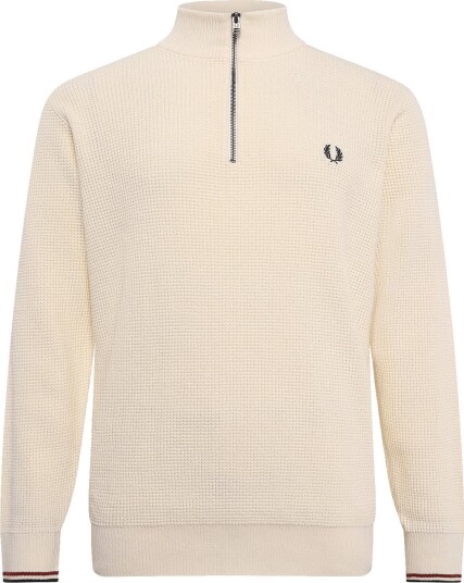 Fred Perry Waffle Stitch Half Zip Jmpr Cream XXL