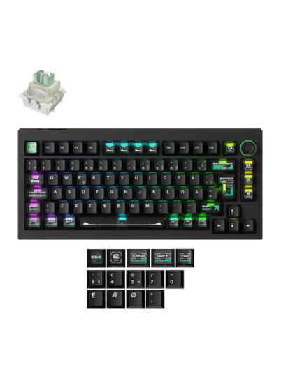 Keychron Lemokey L5 HE 8K 75% Knob Cyber Lime Magnetic Switch Hall Effect Gamingtastatur Uten numpad Nordisk Svart Keychron Lemokey L5 HE 8K 75% Knob Cyber Lime Magnetic Switch Hall Effect Gamingtastatur Uten numpad Nordisk Svart