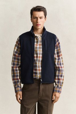 Gant Zipped Fleece Vest Navy L Gant Zipped Fleece Vest Navy L