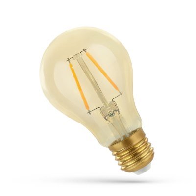 2W LED pære - A60, karbon filamenter, rav farget glas, ekstra varm, E27 - Dimbar : Ikke dimbar, Kulør : Ekstra varm