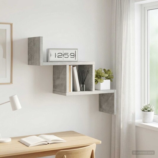 vidaXL Vegghylle Betonggrå 48 x 15 x 42 cm Konstruert tre