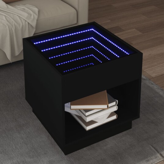 Salongbord med Infinity LED svart 50x50x50 cm 847652