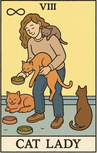 Sticker   Cat Lady Tarot kort   4 Stickers
