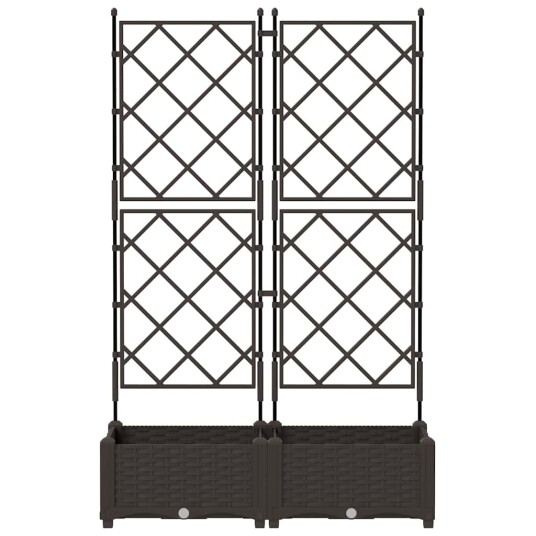 Hage blomsterkasse med trellis 2 stk Brun 80x40x125.5 cm