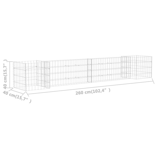 vidaXL Gabion plantekasse H-formet ståltråd 260x40x40 cm