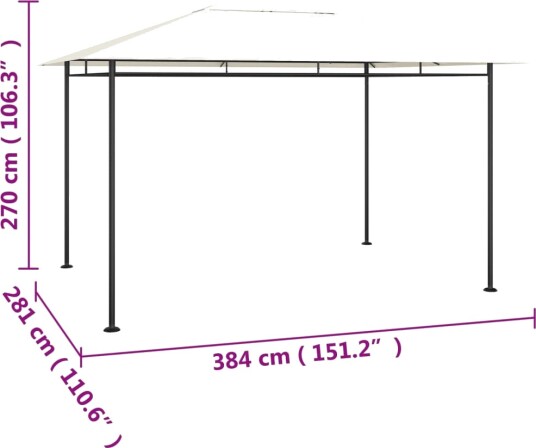 vidaXL Paviljong 4x3x2,7 m kremhvit 180 g/m² vidaXL Paviljong 4x3x2,7 m kremhvit 180 g/m²