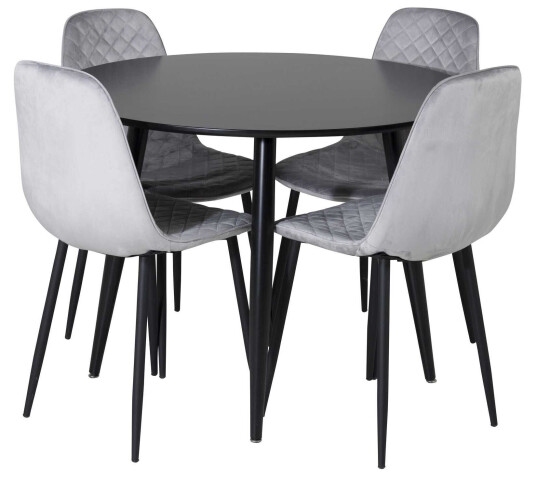 Venture Design Plaza & Polar spisegruppe Svart/grå 4 st stoler & bord 100 cm
