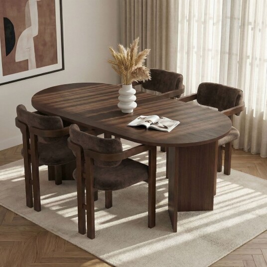 Vintar Spisebord- og stolsett 180x75x90 cm 5 deler - Milano valnøtt, mørk valnøtt, brun