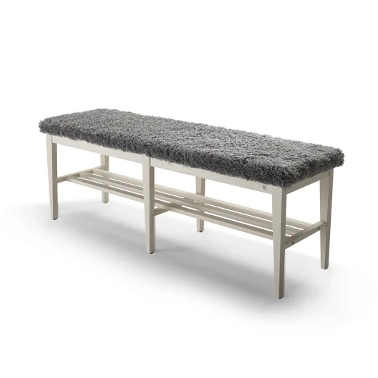 Oscarssons Möbel Nadja benk 130 cm Hvitoljet ask/safeskinn look Grå